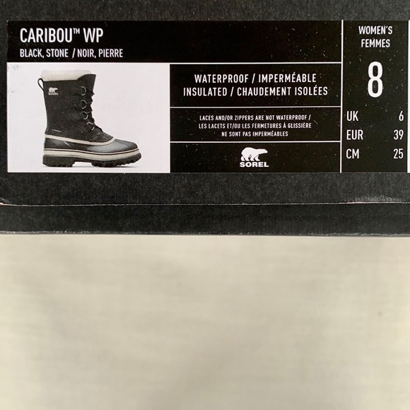 SOREL Caribou NEW Waterproof Insulated Black Winter Snow Boots 7.5 8 9.5 - Picture 6 of 9